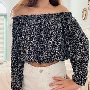Brandy Melville floral off-the-shoulder crop top